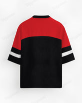 Big & Tall Men's Black And Red Colorblock Independence Day Happy Alphabet Print Mesh Jersey